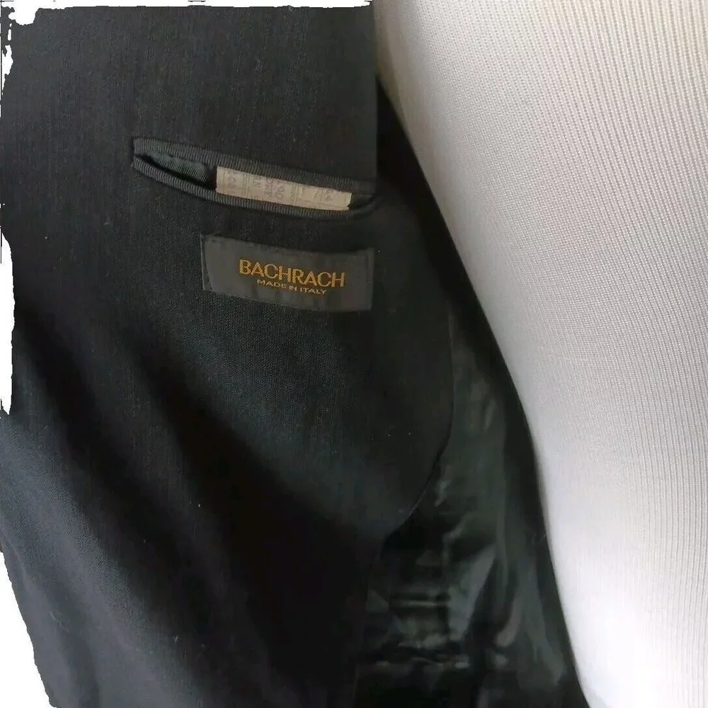Bachrach Made‎ in Italy Men's Black Sport Coat Blazer Jacket 4 Button Mens Sz 44
